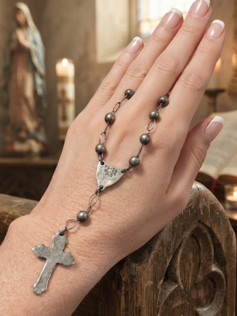 Vintage sterling silver 925 one-decade silver hand rosary
